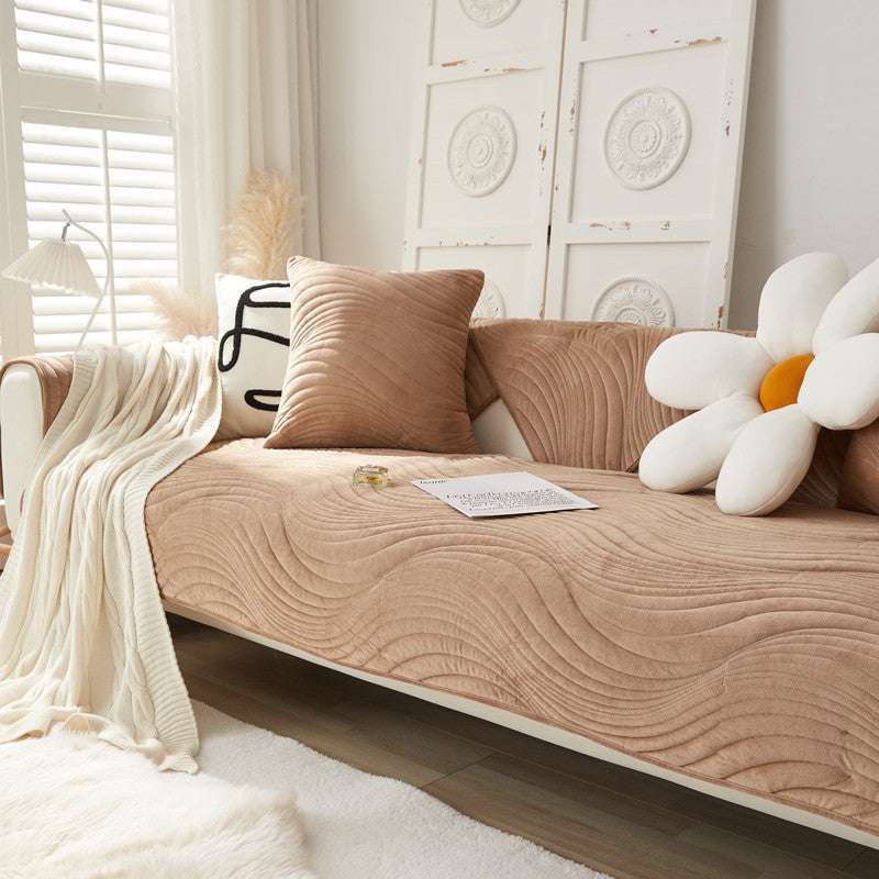 Soft Velvet Sofa Mat Non-Slip Cozy Couch Chair Cover Durable Slipcover