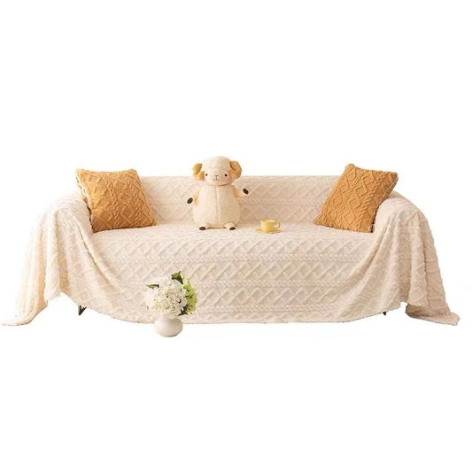Soft Coral Plush Sofa Blanket Cozy Warm Throw Blanket Universal Slipcover