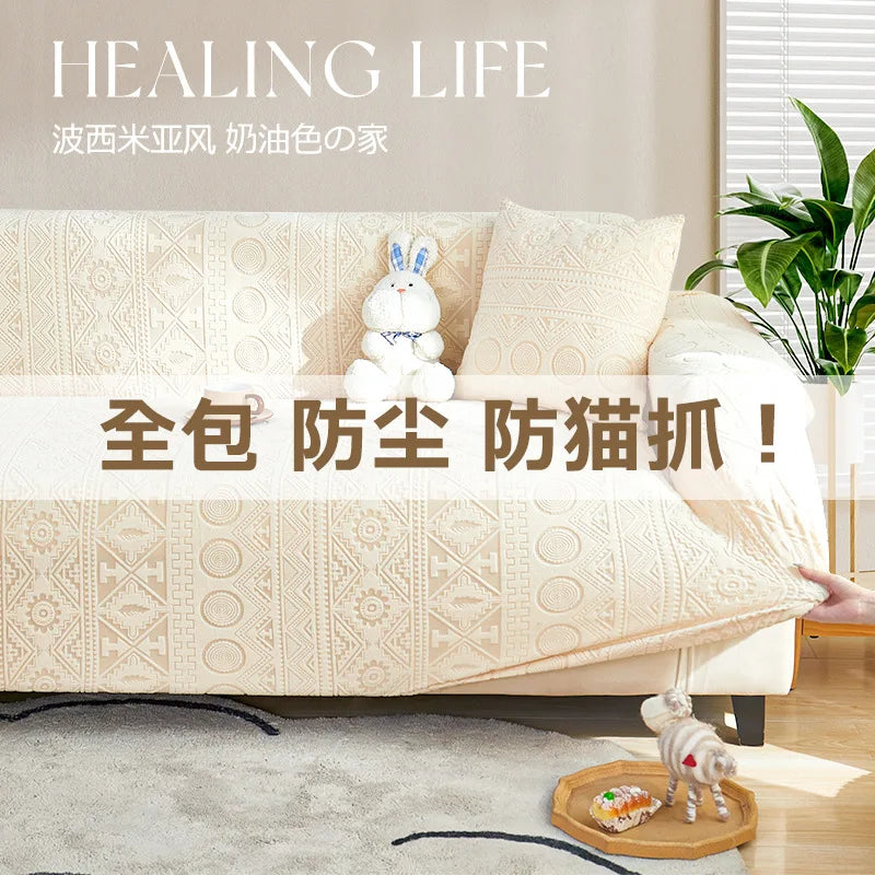 Thick Elastic Sofa Cover Slipcover Stretchy Polar Fleece Seater Corner Couch Cover