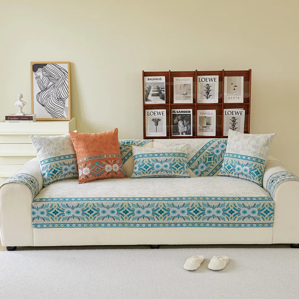 Boho Durable I-shaped Sofa Cover Anti-scratch Cushion Couch Cover Non-slip Slipcover