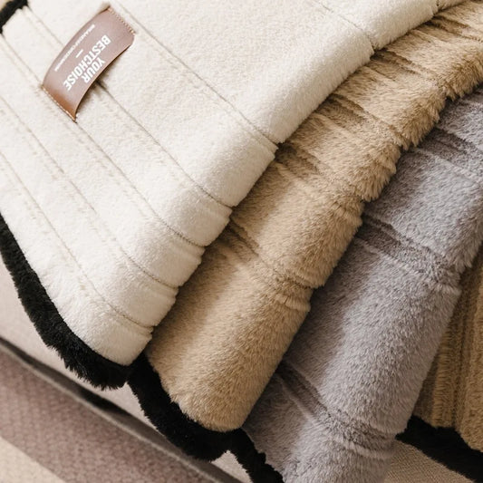 Coral Fleece Chair Mat Slipcover Universal Plush Cushion Cover