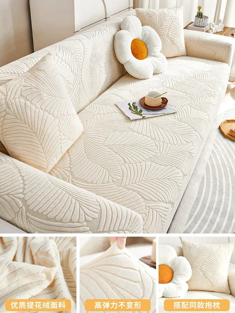 Jacquard Velvet Cushion Couch Cover Anti-cat Scratch Sectional Sofa Cover