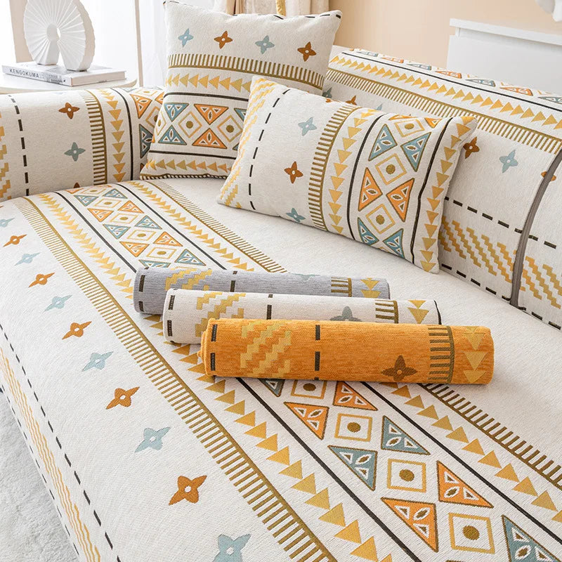 Boho Chenille I-shaped Sofa Cover Universal Non-slip Cushion Couch Cover