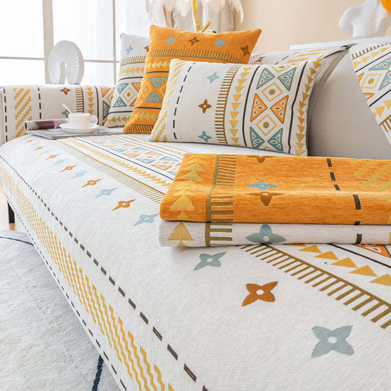 Boho Chenille I-shaped Sofa Cover Universal Non-slip Cushion Couch Cover