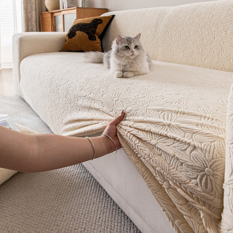 Elastic Floral Couch Slipcover Jacquard Stretchy Non-Slip Furniture Protector
