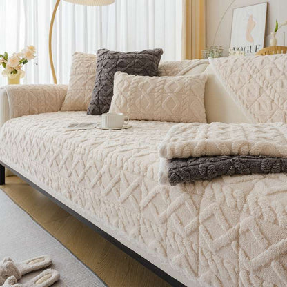 Cozy Plush Sofa Cushion Cover Velvet Seat Chair Cover Durable Slipcover