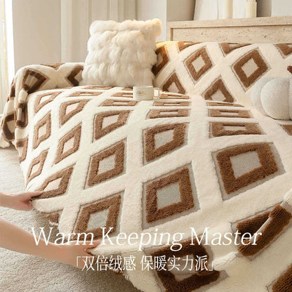 Bohemian Tufted Sofa Cover Soft Sherpa Fleece Throw Blanket