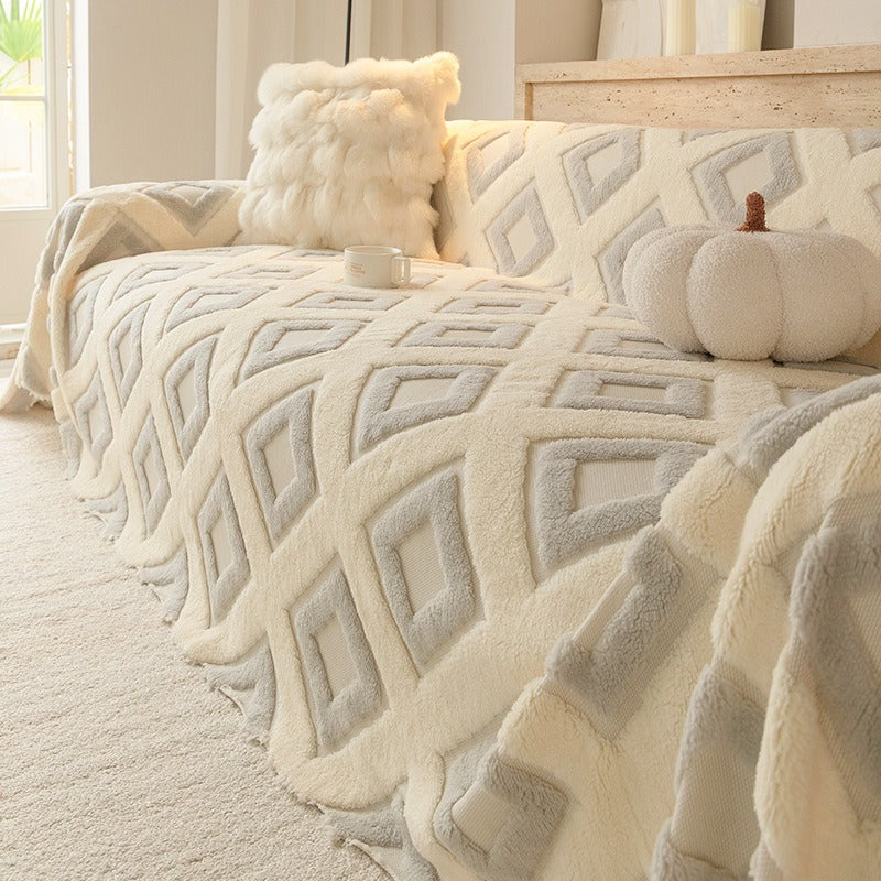 Bohemian Tufted Sofa Cover Soft Sherpa Fleece Throw Blanket