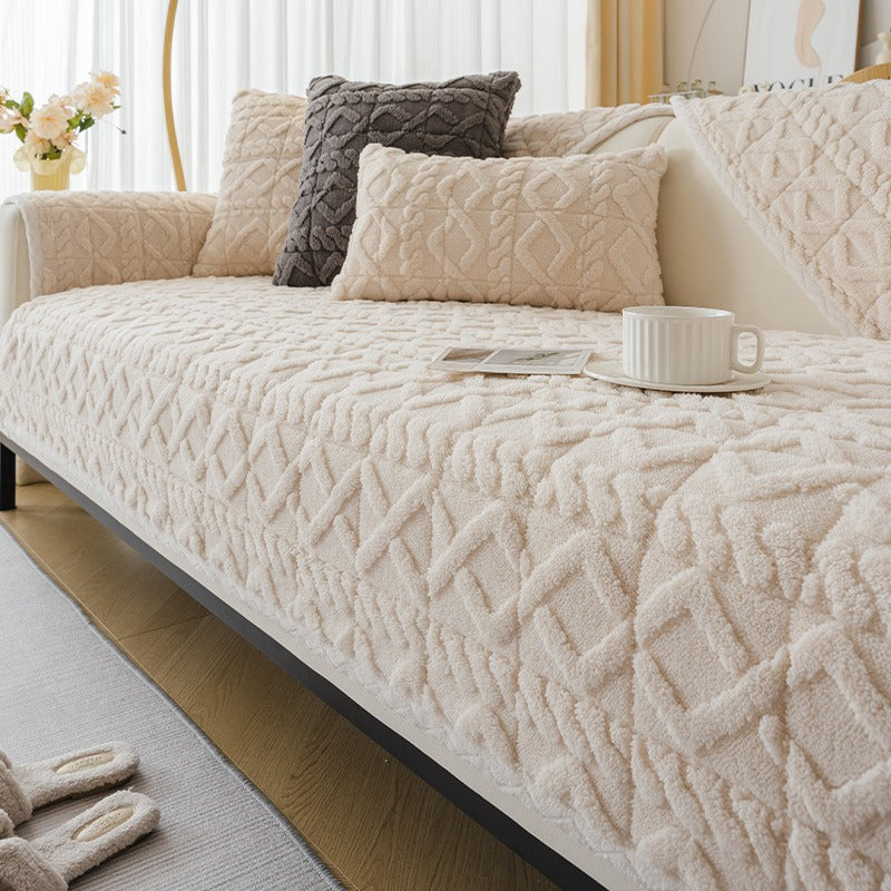 Cozy Plush Sofa Cushion Cover Velvet Seat Chair Cover Durable Slipcover