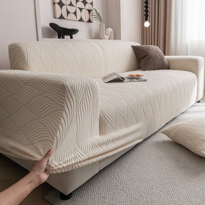 Durable Cozy Sofa Slipcover Stretchy Sofa Cover with 3D Organic Texture