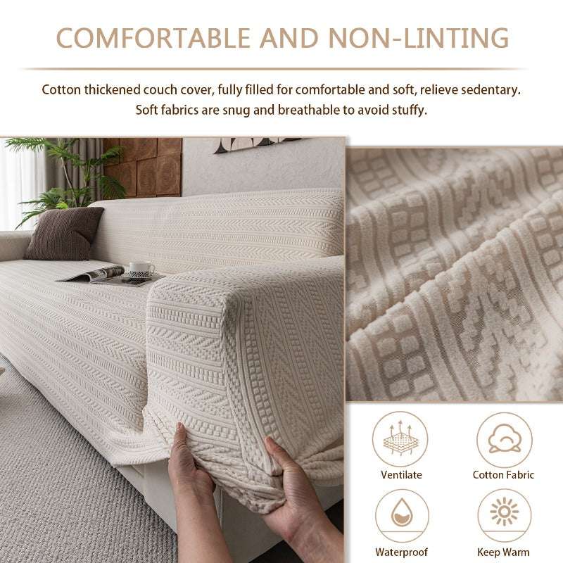 Thick Elastic Sofa Cover Slipcover for Living Room Stretchy Polar Fleece Chair Cover