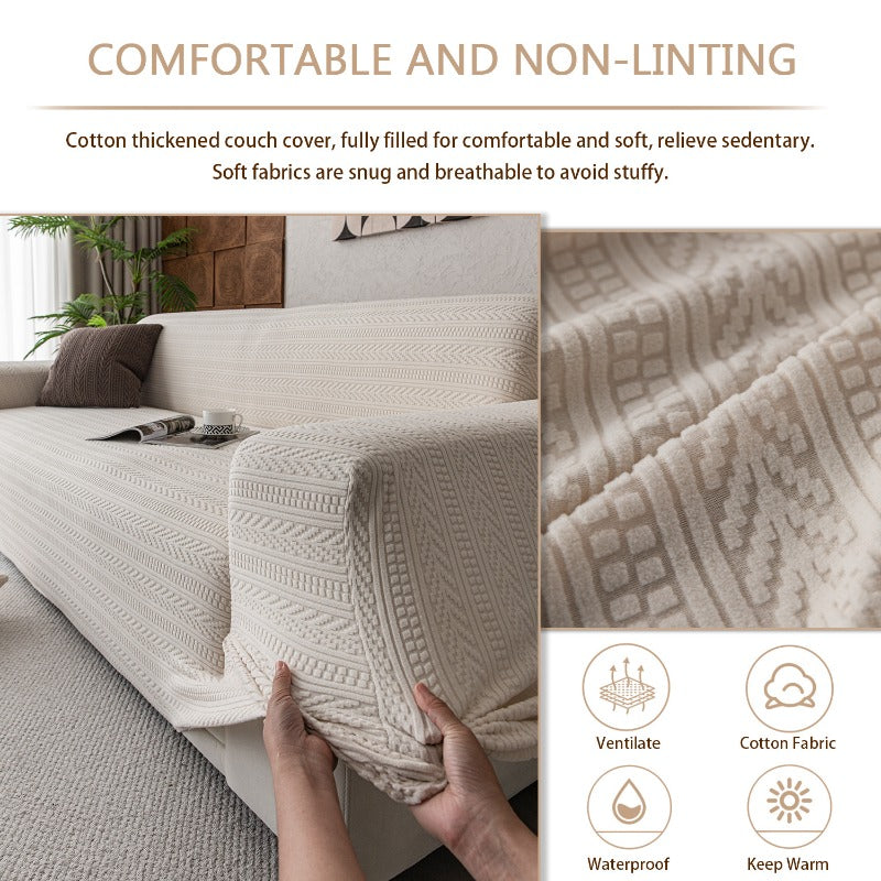 Thick Elastic Sofa Cover Slipcover for Living Room Stretchy Polar Fleece Chair Cover