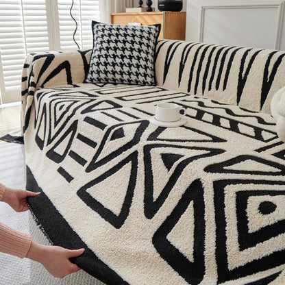Boho Plush Couch Cover Bohemian Throw Blanket Cozy Chair Sofa Covers