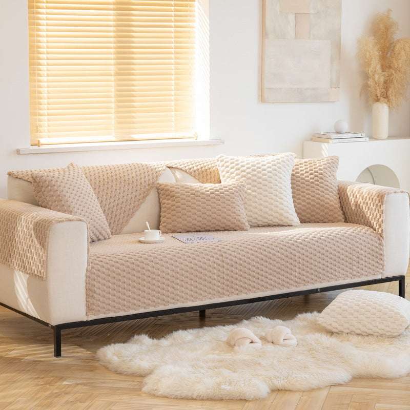 Cozy Fur Sofa Slipcover Warm Rabbit Fur Chair Mat Non-slip Seat Cushion Cover