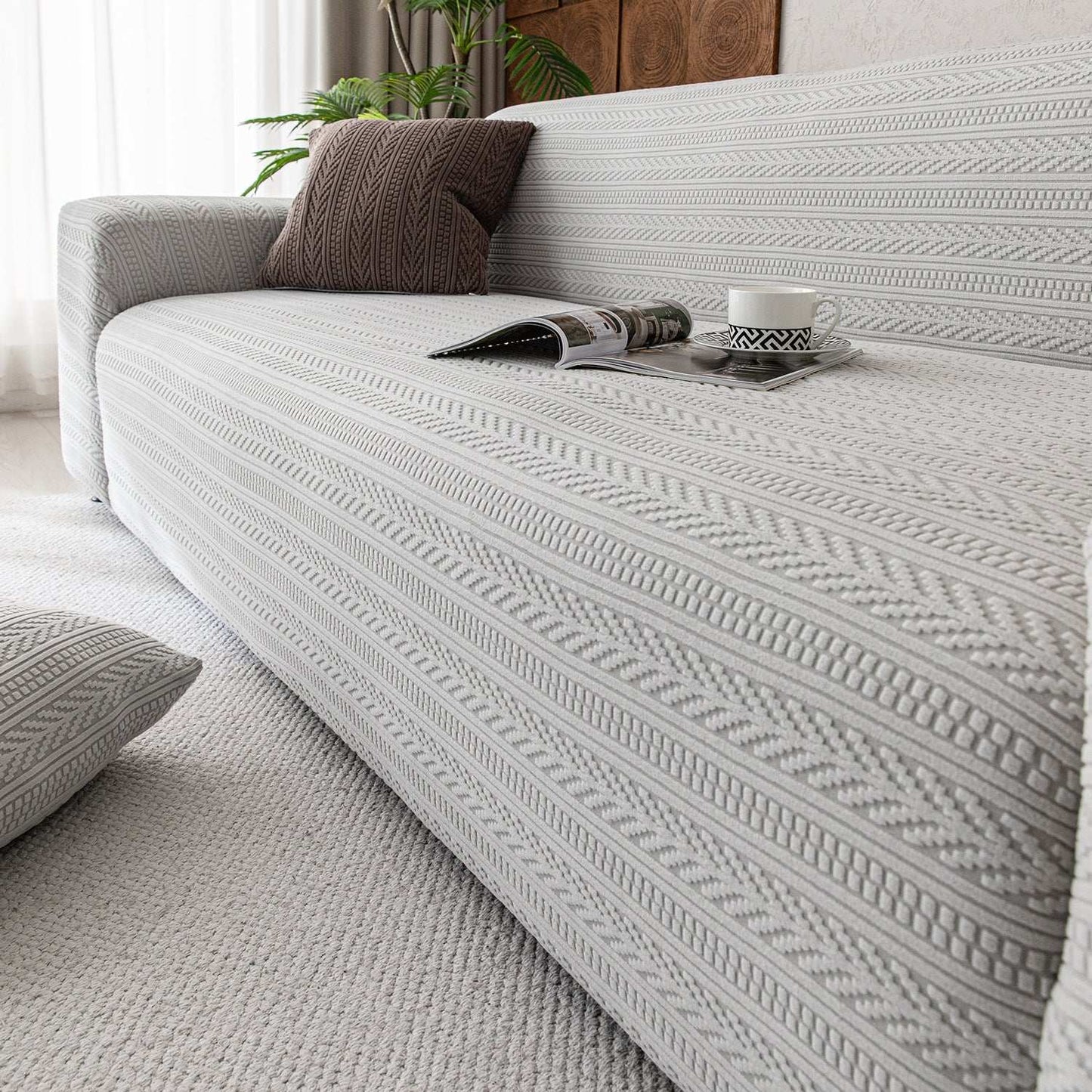 Thick Elastic Sofa Cover Slipcover for Living Room Stretchy Polar Fleece Chair Cover