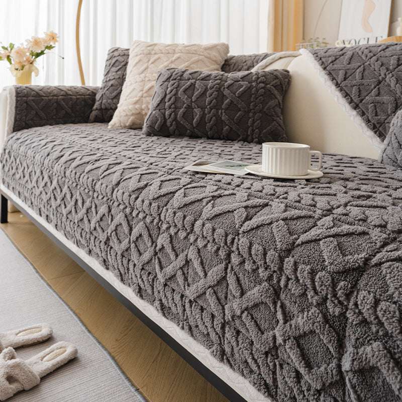 Cozy Plush Sofa Cushion Cover Velvet Seat Chair Cover Durable Slipcover