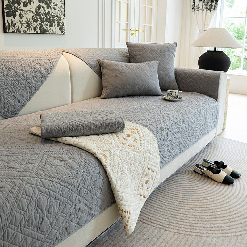 Skin-friendly Cotton Sofa Cover Anti-slip Couch Cover Soft Cushion Mat