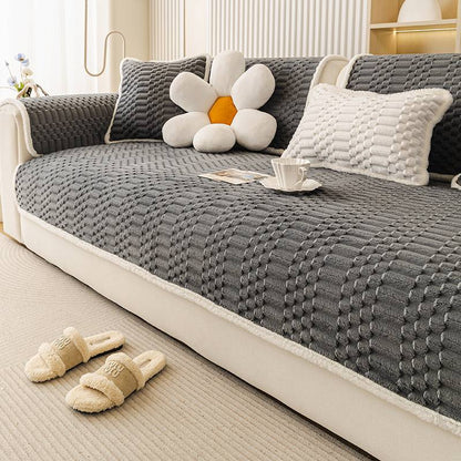 Cozy Plush Sofa Chair Mat Cover Thickened Non-slip Seat Cushion Cover