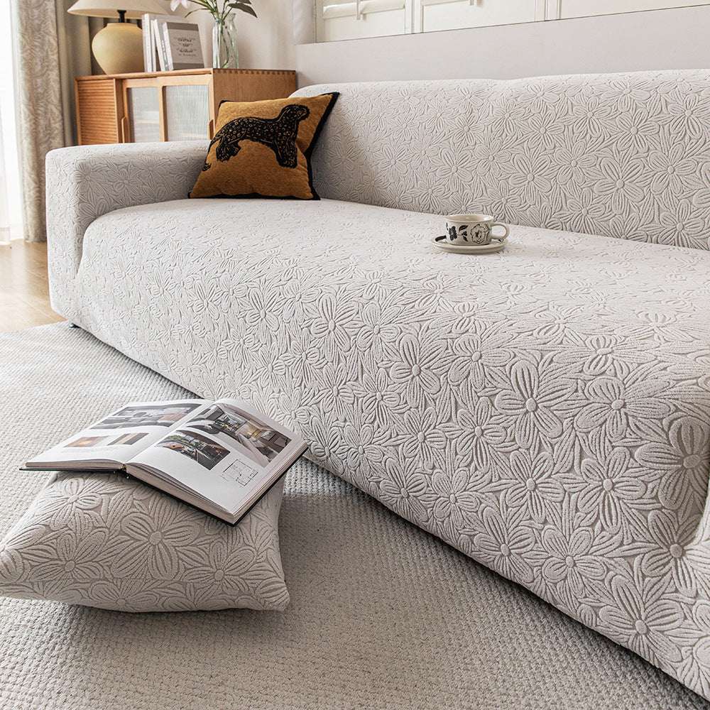 Elastic Floral Couch Slipcover Jacquard Stretchy Non-Slip Furniture Protector