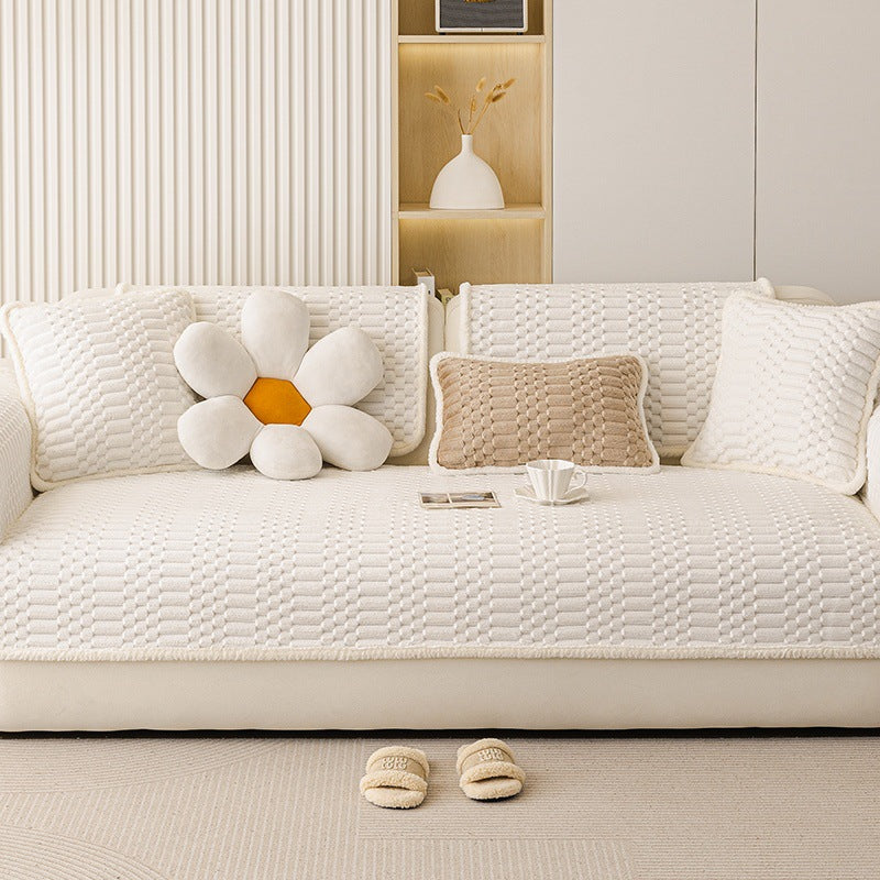 Cozy Plush Sofa Chair Mat Cover Thickened Non-slip Seat Cushion Cover