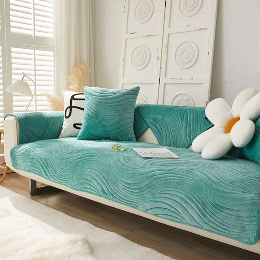 Soft Velvet Sofa Mat Non-Slip Cozy Couch Chair Cover Durable Slipcover
