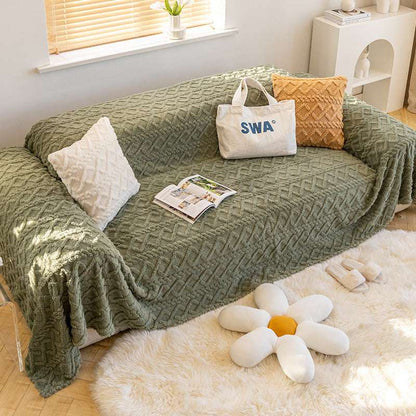 Soft Coral Plush Sofa Blanket Cozy Warm Throw Blanket Universal Slipcover