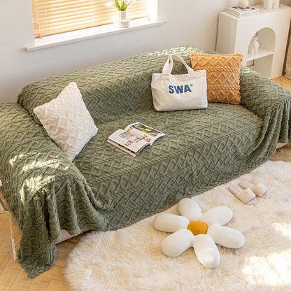 Soft Coral Plush Sofa Blanket Cozy Warm Throw Blanket Universal Slipcover