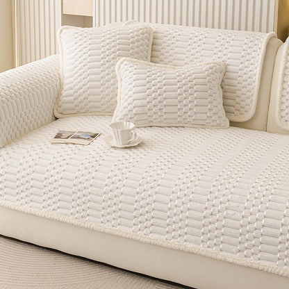 Cozy Plush Sofa Chair Mat Cover Thickened Non-slip Seat Cushion Cover