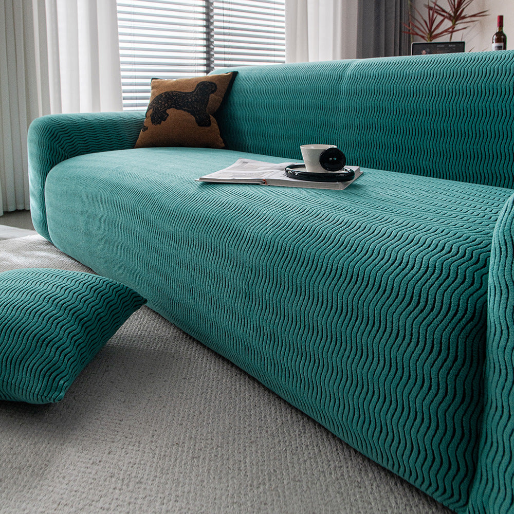 Plush Fleece Stretchy Sofa Cove Soft Cozy Textured Geometric Couch Cover