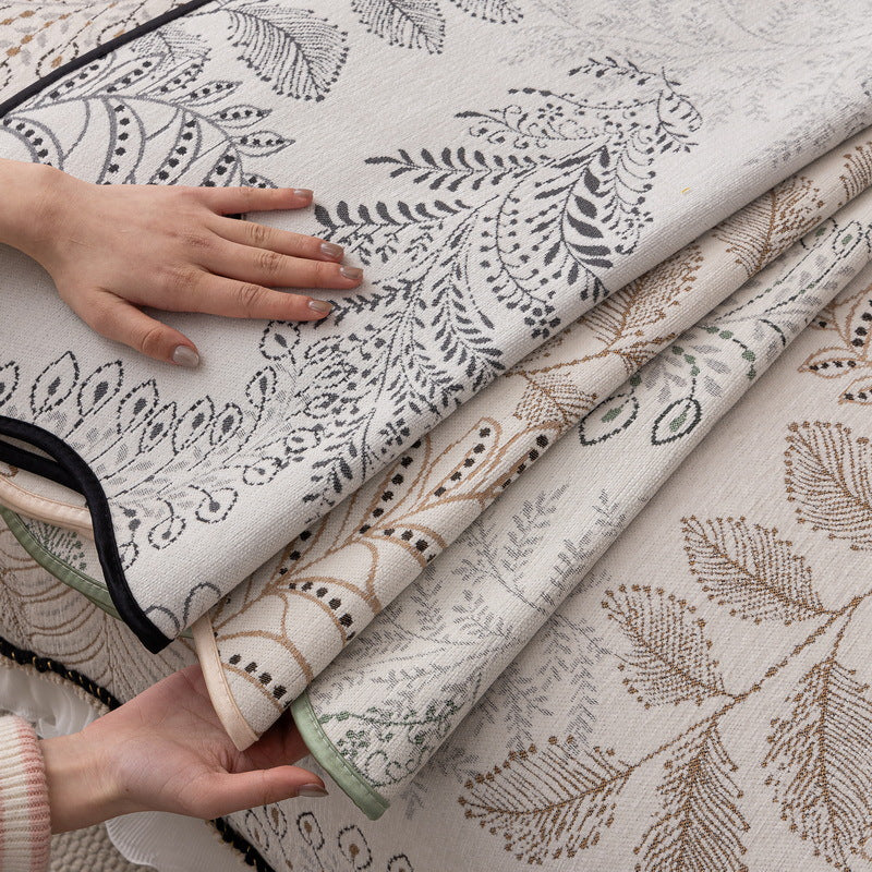 Durable Chenille Couch Cover with Scalloped Edge Non-Slip Modular Slipcover