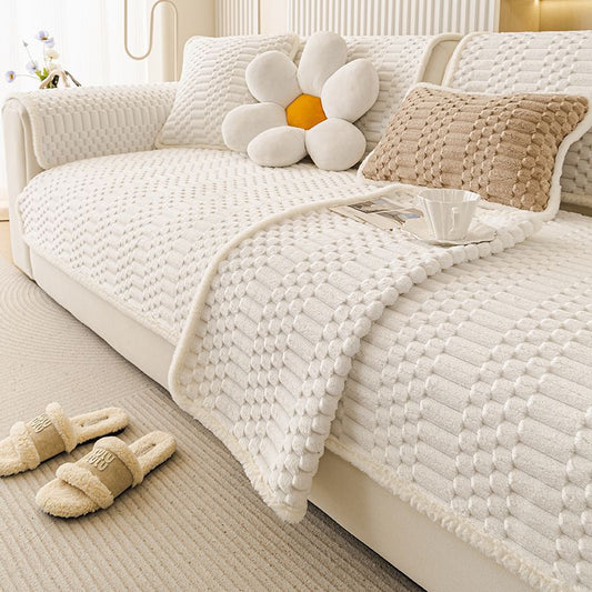 Cozy Plush Sofa Chair Mat Cover Thickened Non-slip Seat Cushion Cover
