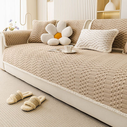 Cozy Plush Sofa Chair Mat Cover Thickened Non-slip Seat Cushion Cover