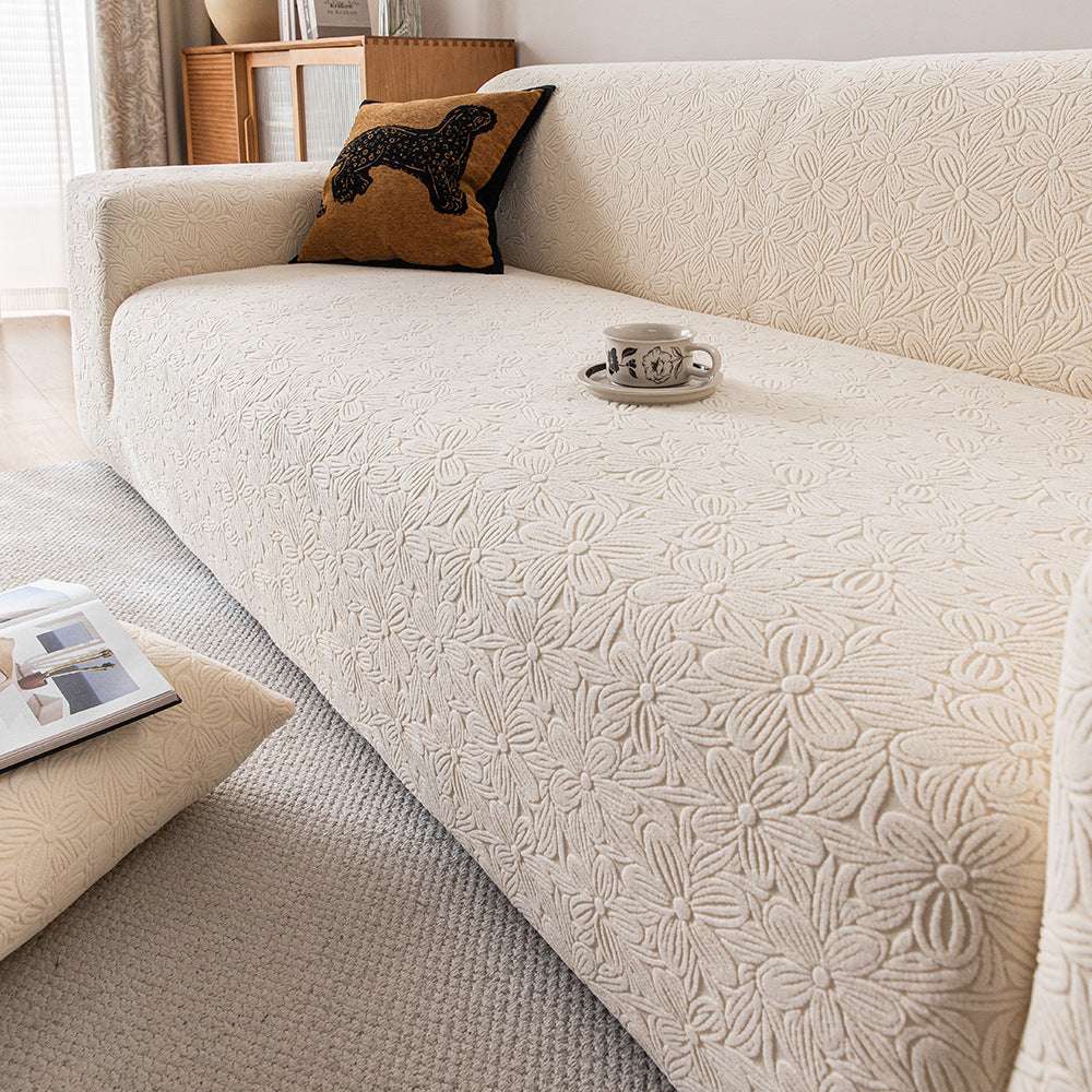 Elastic Floral Couch Slipcover Jacquard Stretchy Non-Slip Furniture Protector