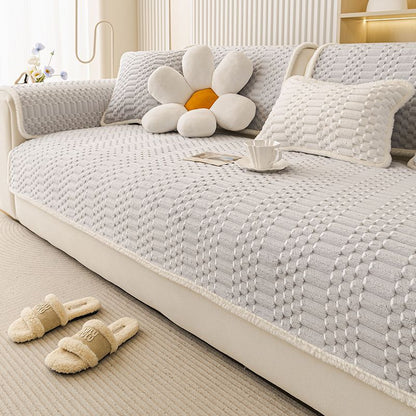 Cozy Plush Sofa Chair Mat Cover Thickened Non-slip Seat Cushion Cover