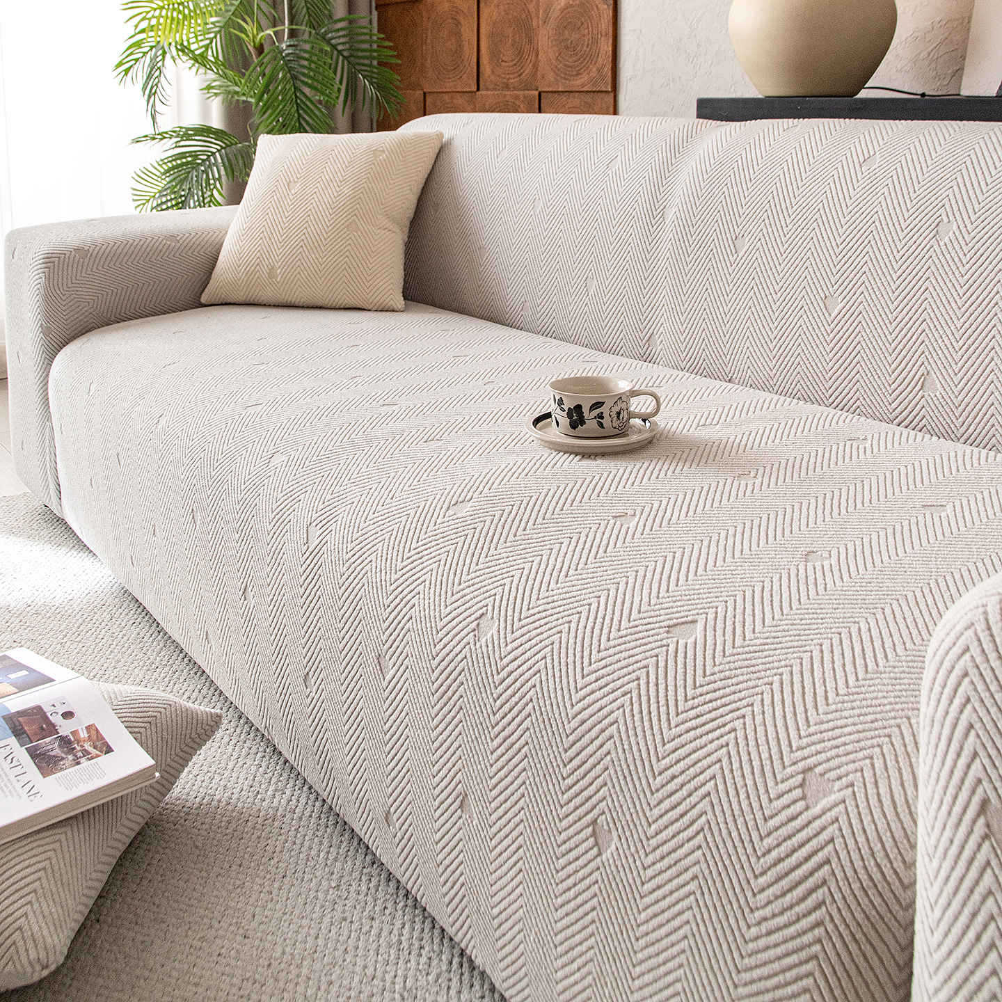 Cozy Stretchy Sofa Slipcover Elastic Flexible L-Shaped Sofa Cover 