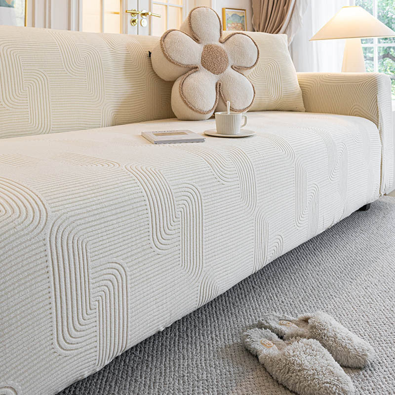 Modern Slipcovers Geometric Textured Stretchy Sofa Cover for Couch 