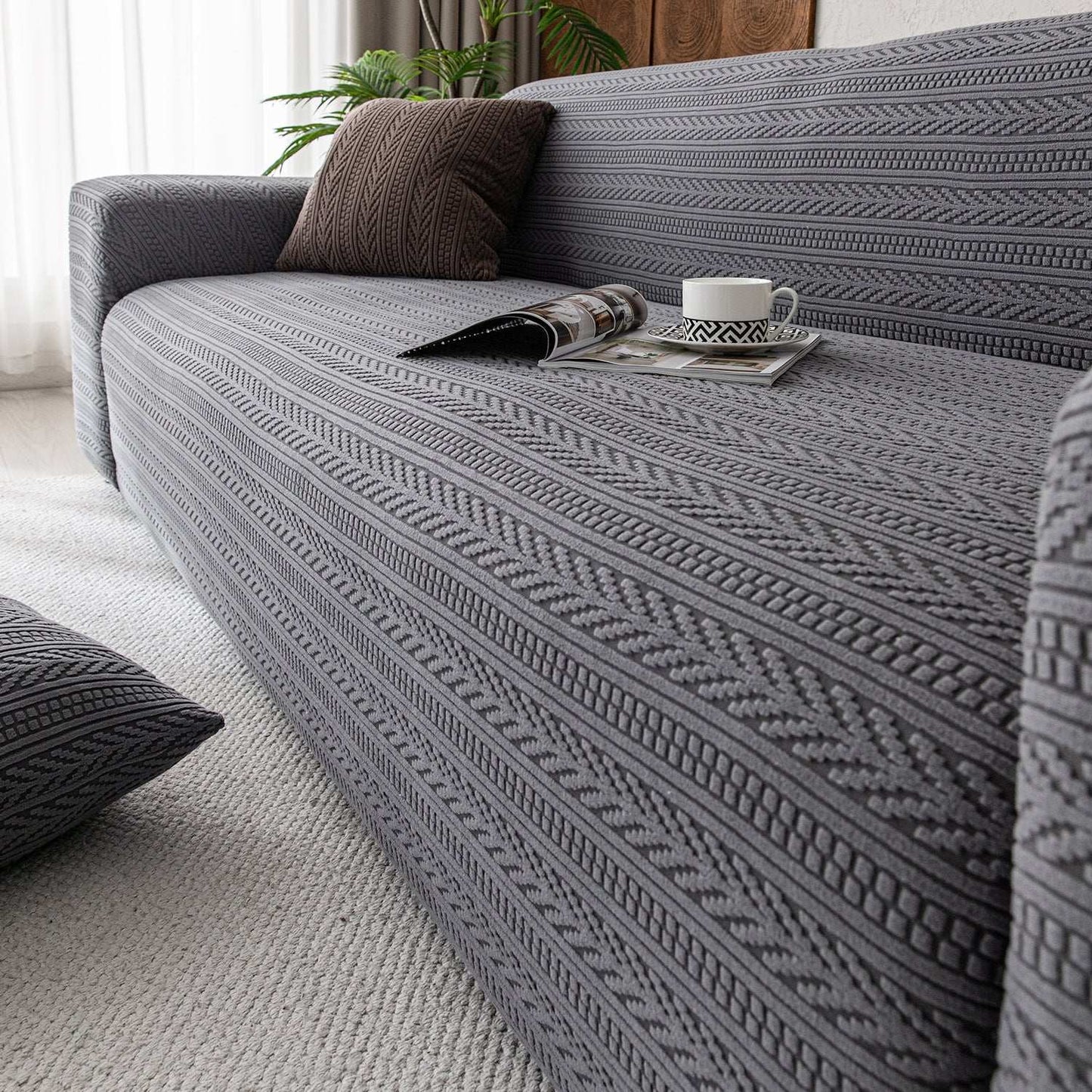 Thick Elastic Sofa Cover Slipcover for Living Room Stretchy Polar Fleece Chair Cover