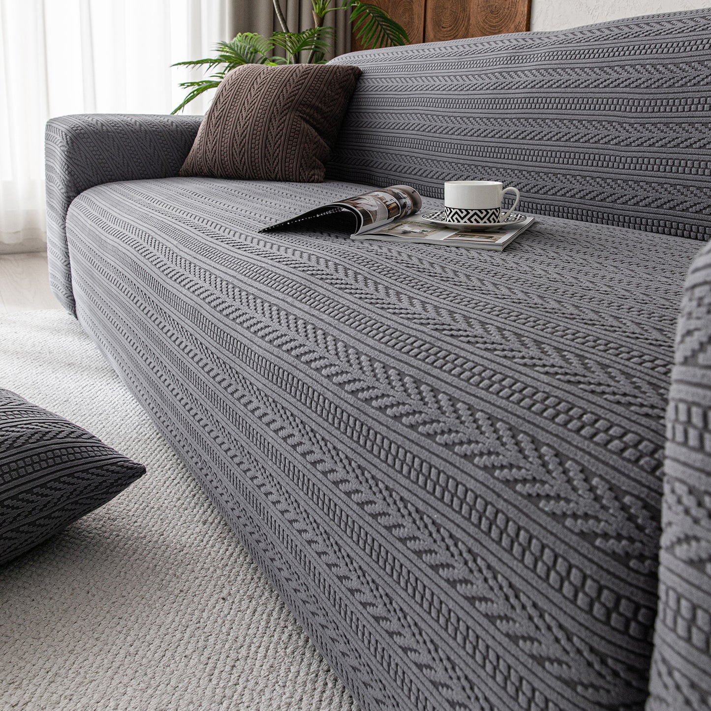 Thick Elastic Sofa Cover Slipcover for Living Room Stretchy Polar Fleece Chair Cover