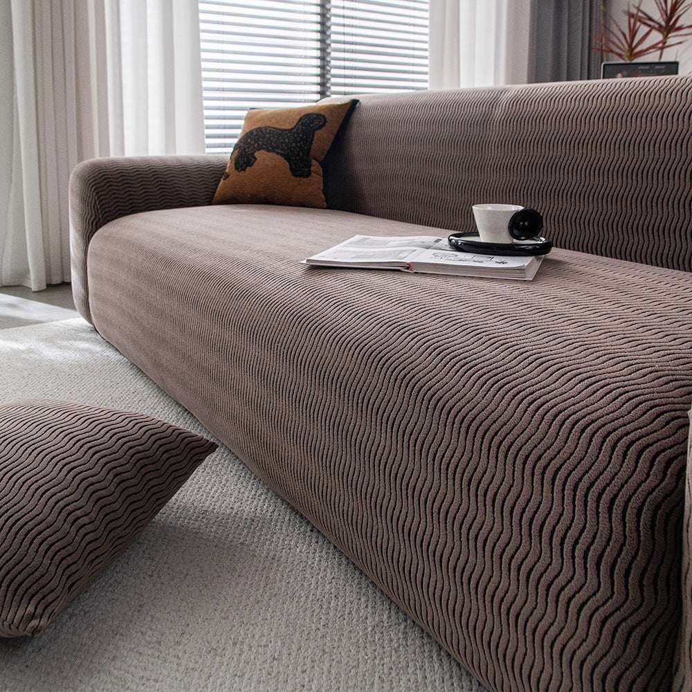 Plush Fleece Stretchy Sofa Cove Soft Cozy Textured Geometric Couch Cover
