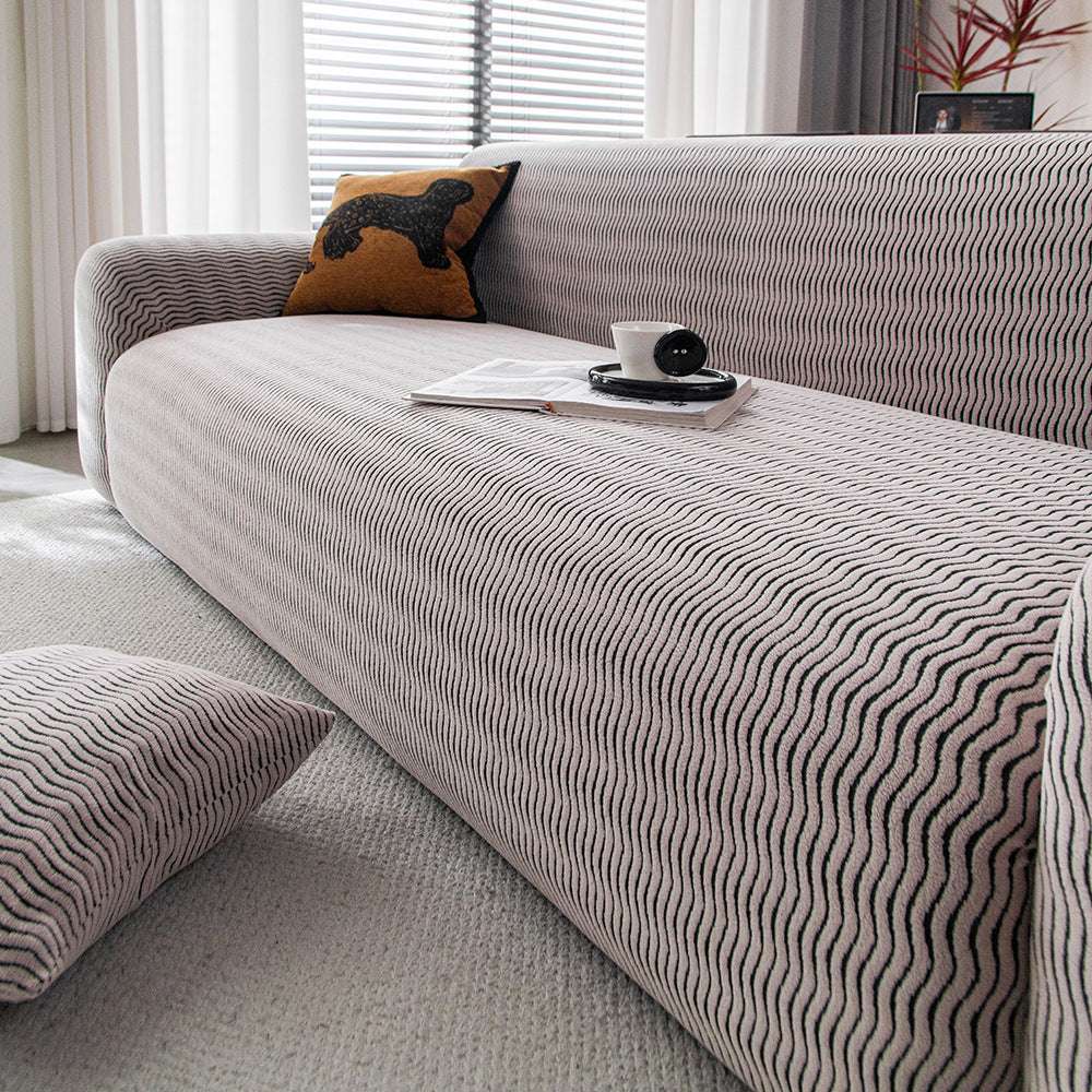Plush Fleece Stretchy Sofa Cove Soft Cozy Textured Geometric Couch Cover