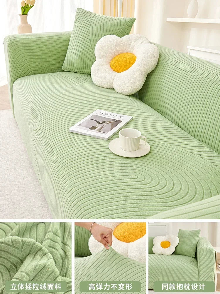 Elastic Jacquard L-Shaped Sofa Covers Stretchy Slipcover 