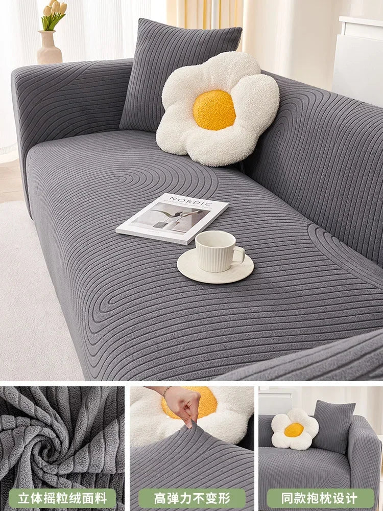 Elastic Jacquard L-Shaped Sofa Covers Stretchy Slipcover 