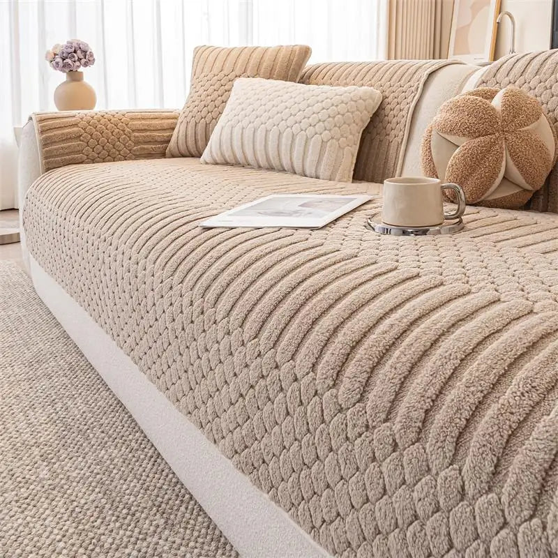 Cozy Plush Couch Cover Non Slip Fluffy Sectional Sofa Covers