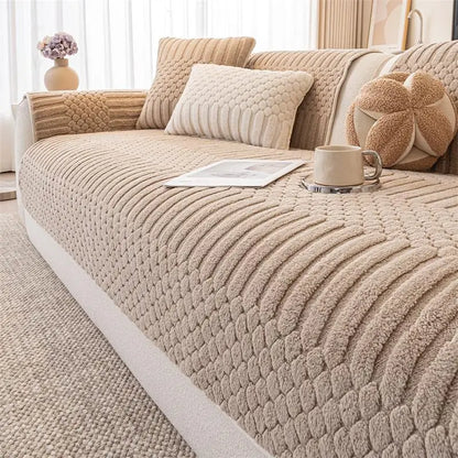 Cozy Plush Couch Cover Non Slip Fluffy Sectional Sofa Covers