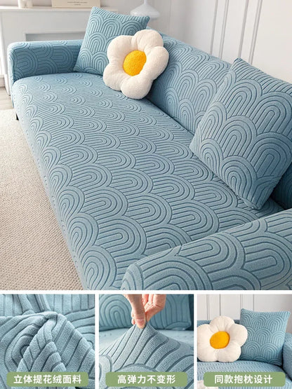 Cozy Thick Elastic Sofa Slipcover for Living Room Stretchy Couch Cover 