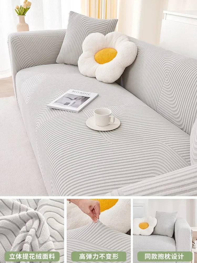 Elastic Jacquard L-Shaped Sofa Covers Stretchy Slipcover 