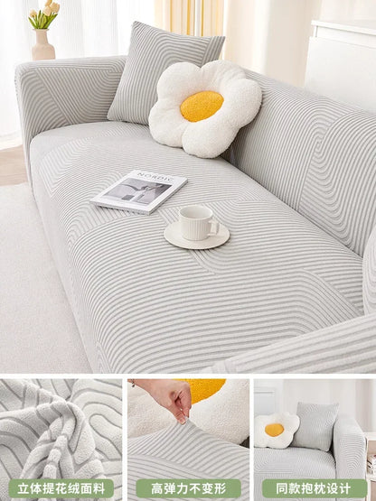 Elastic Jacquard L-Shaped Sofa Covers Stretchy Slipcover 