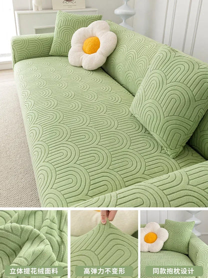 Cozy Thick Elastic Sofa Slipcover for Living Room Stretchy Couch Cover 