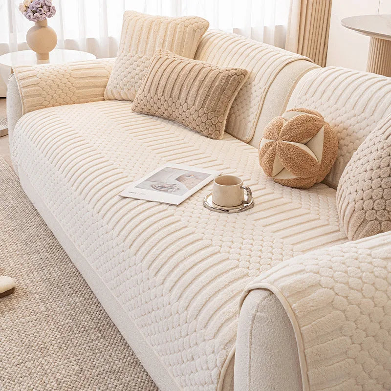 Cozy Plush Couch Cover Non Slip Fluffy Sectional Sofa Covers