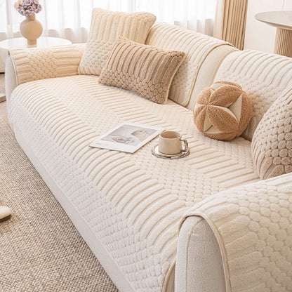 Cozy Plush Couch Cover Non Slip Fluffy Sectional Sofa Covers
